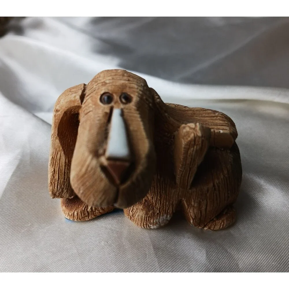 Vintage Artesania Rinconada Art Pottery Hand Crafted Clay Figurine-BASSET HOUND
